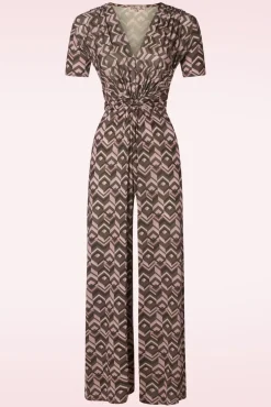 Sale Gina Geo Print Jumpsuit In Bruin Vrouwen Playsuits & Jumpsuits