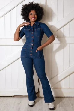 Discount Gloria Lee Jumpsuit In Denimblauw Vrouwen Playsuits & Jumpsuits