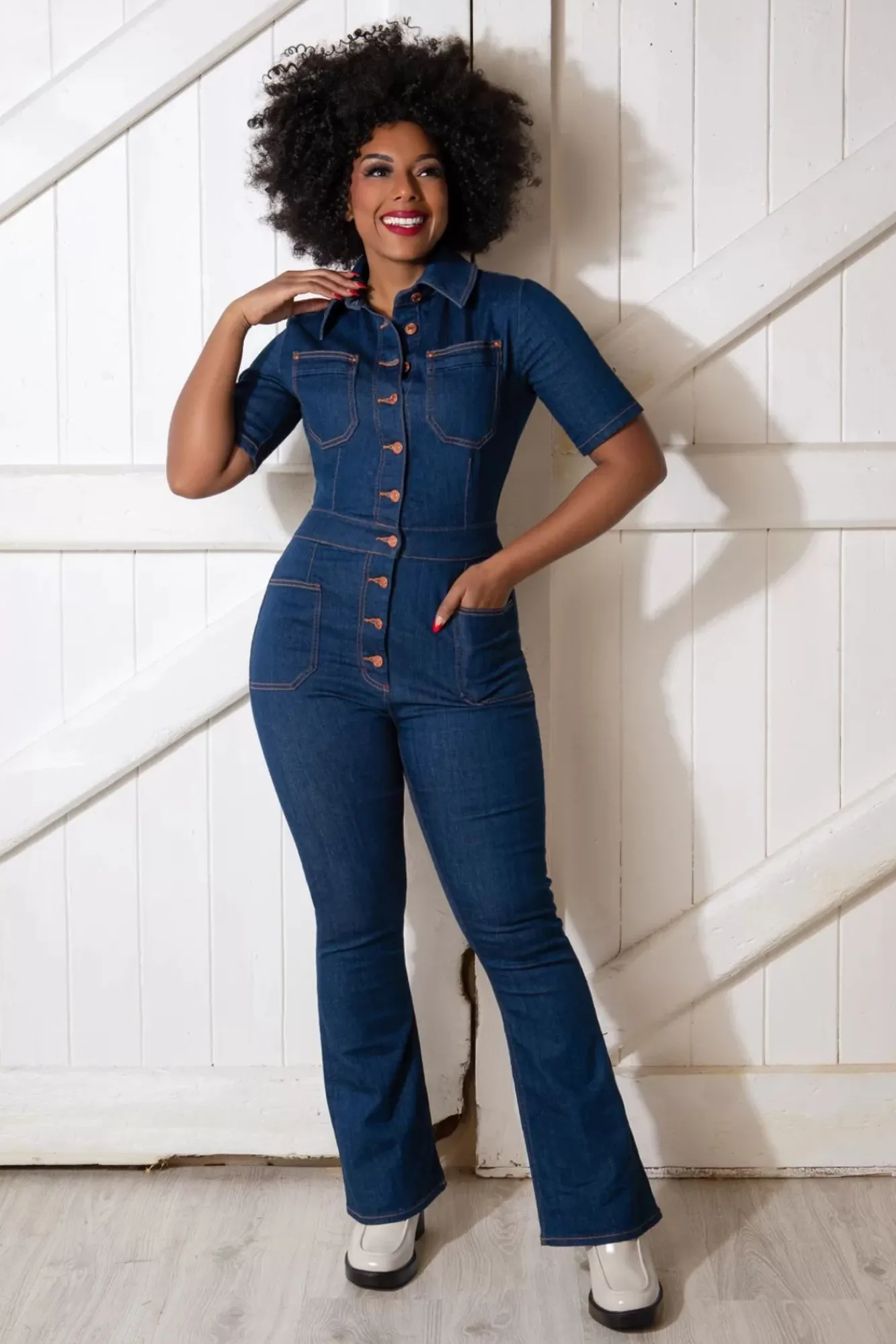 Discount Gloria Lee Jumpsuit In Denimblauw Vrouwen Playsuits & Jumpsuits
