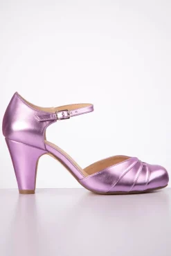 New Goldie Mary Jane Pumps In Paars Metallic Vrouwen Pumps