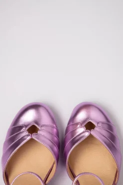 New Goldie Mary Jane Pumps In Paars Metallic Vrouwen Pumps