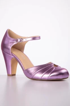 New Goldie Mary Jane Pumps In Paars Metallic Vrouwen Pumps