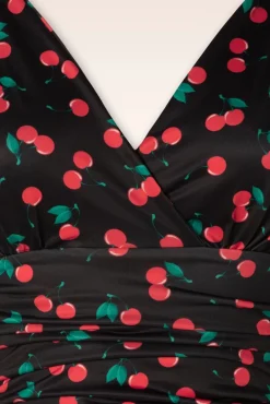 Outlet Grecian Cherry Jurk In Zwart Vrouwen Plus Size Jurken
