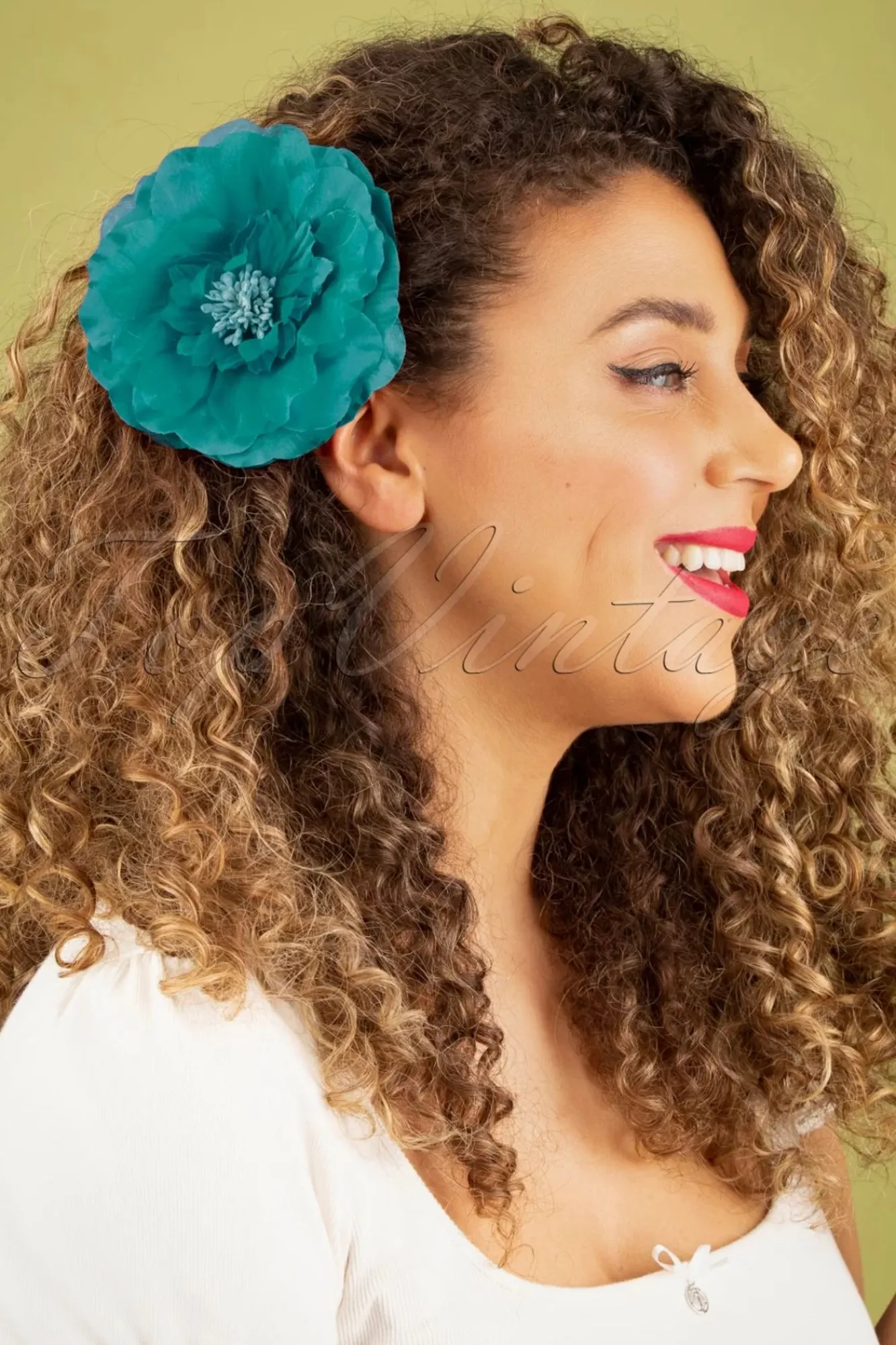 Sale Grote Bloemcorsage In Turkoois Vrouwen Haaraccessoires
