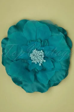 Sale Grote Bloemcorsage In Turkoois Vrouwen Haaraccessoires