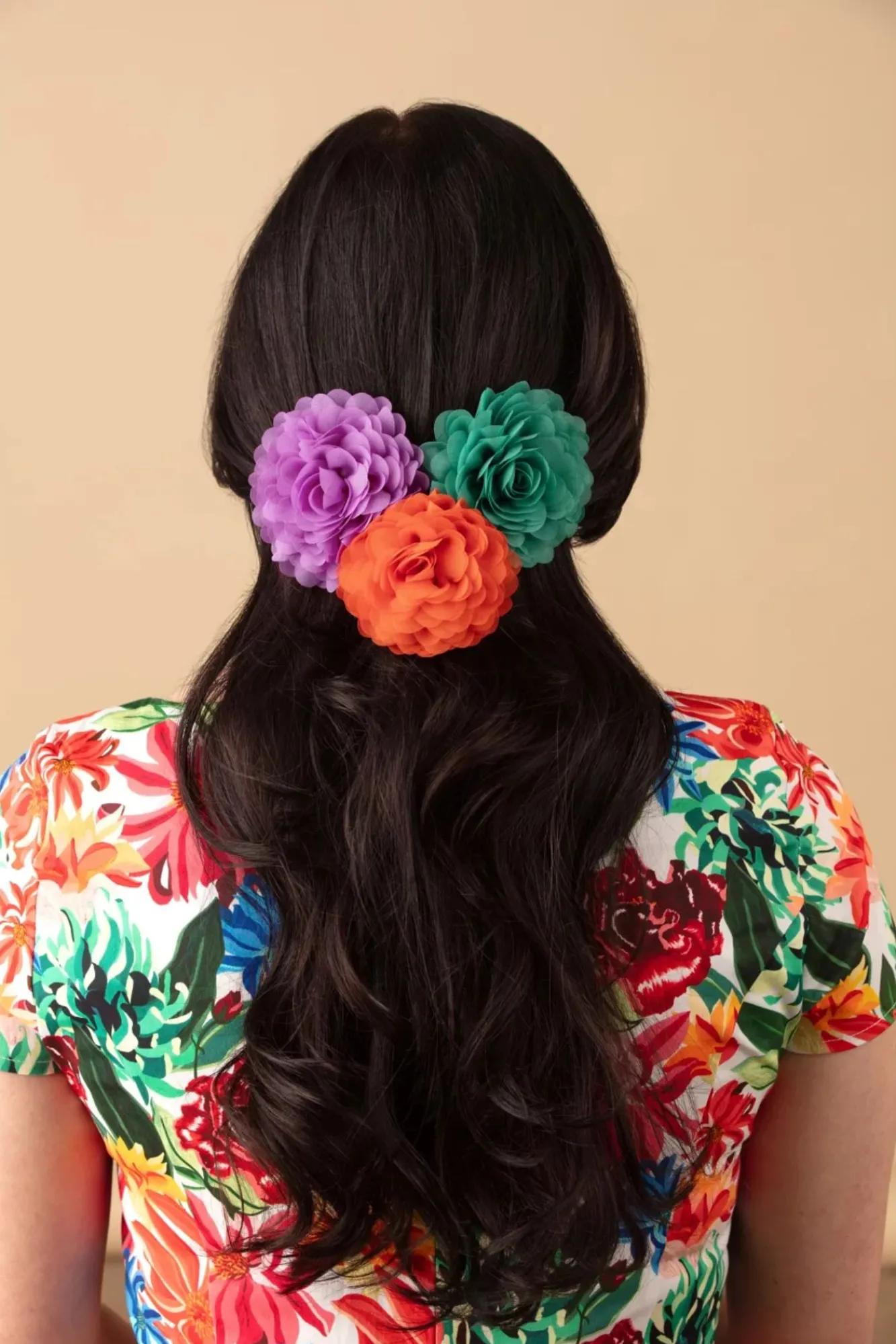 New Haarbloemenset In Wortel, Violet Tule En Waterval Vrouwen Haaraccessoires