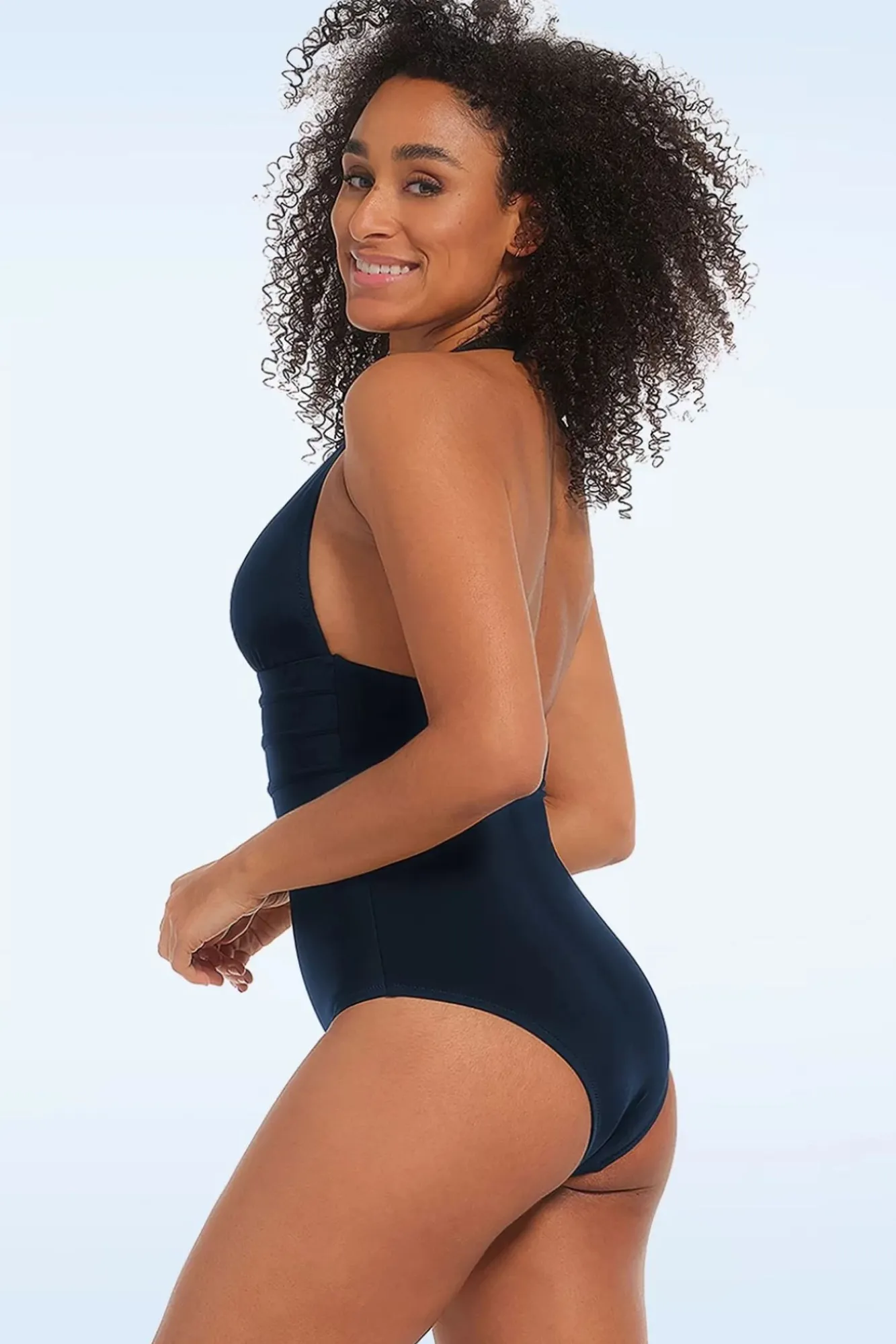 Best Halter Shaping Badpak In Marineblauw Vrouwen Shapewear