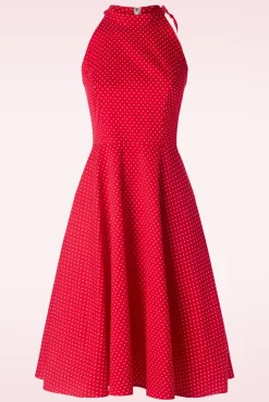 New Hattie Halter Spot Swing Jurk In Rood Vrouwen Plus Size Jurken