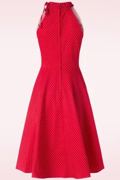 New Hattie Halter Spot Swing Jurk In Rood Vrouwen Plus Size Jurken