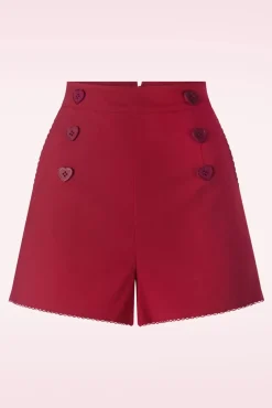 Online Heart Button Shorts In Rood Vrouwen Broeken