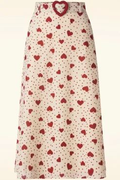 Outlet Heart Polka Dot Midi Rok In Creme Vrouwen Rokken