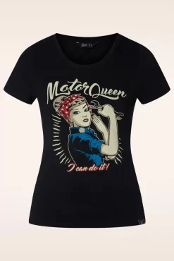 Outlet I Can Do It Motor Queen T-Shirt In Zwart Vrouwen T-Shirts