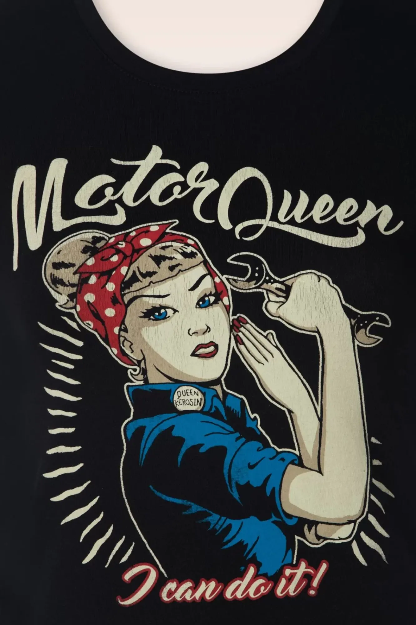 Outlet I Can Do It Motor Queen T-Shirt In Zwart Vrouwen T-Shirts