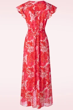 Sale Isla Flower Maxi Jurk In Roze En Rood Vrouwen Plus Size Jurken