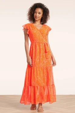 Hot Ivy Maxi Jurk In Oranje Vrouwen Plus Size Jurken