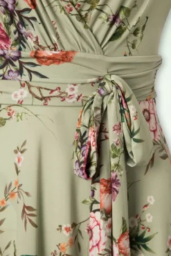Sale Jane Bloemen Midi-Jurk In Vintage Groen Vrouwen Plus Size Jurken
