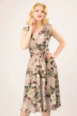 Hot Jane Bloemen Midi-Jurk In Lichtroze Vrouwen Plus Size Jurken