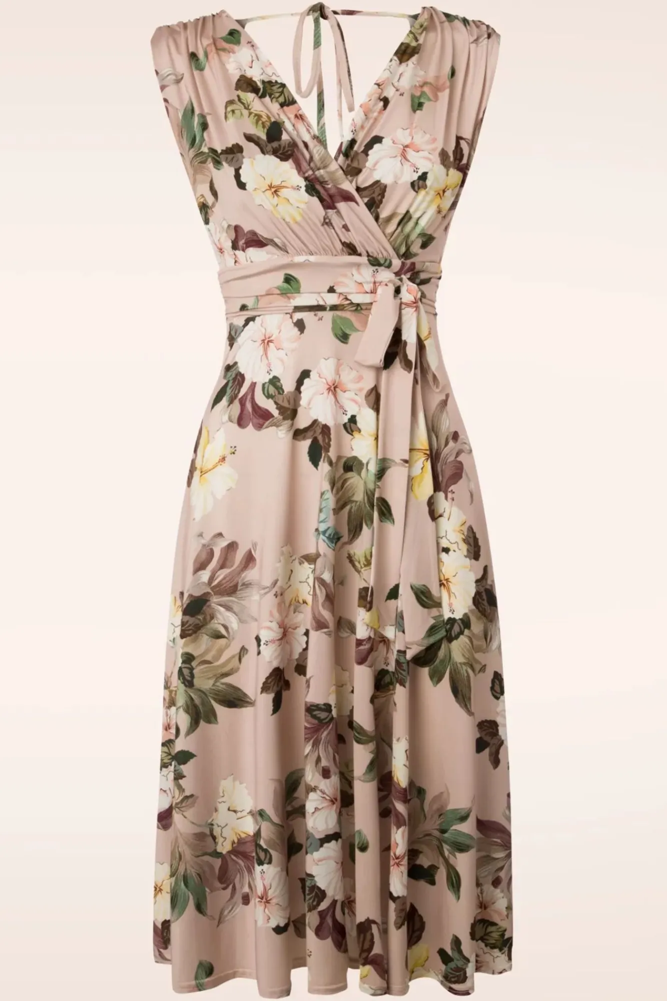 Hot Jane Bloemen Midi-Jurk In Lichtroze Vrouwen Plus Size Jurken