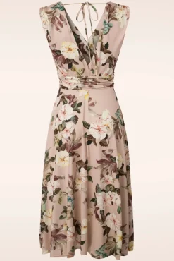 Hot Jane Bloemen Midi-Jurk In Lichtroze Vrouwen Plus Size Jurken