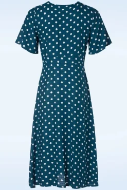 New Jeanette Polka Dot Jurk In Marineblauw Vrouwen Midi Jurken