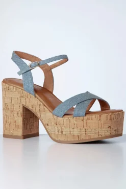 New Jenna Platform Sandalen In Denim Blauw Vrouwen Sandalen