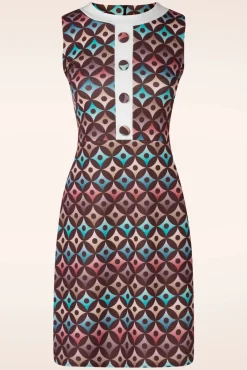 Best Jenny Geo Print Jurk In Bruin Vrouwen A Lijn Jurken