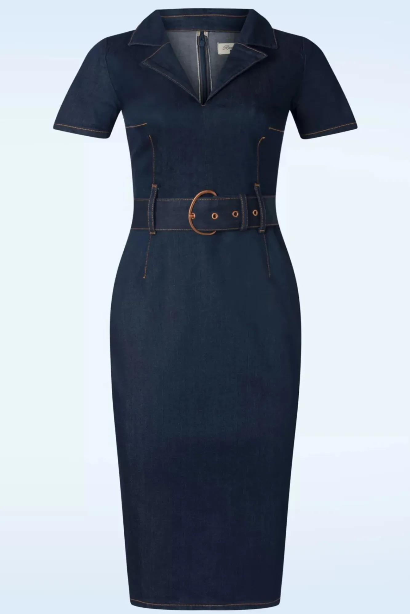 Jodie Pencil Jurk In Donkerdenim Vrouwen Plus Size Jurken