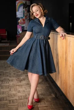 Online Jodie Swing Jurk In Blauw Vrouwen Plus Size Jurken