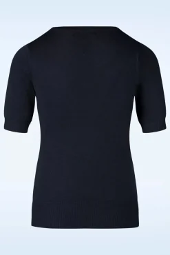 Clearance Julie Bloemen Top In Marineblauw Vrouwen Truitjes