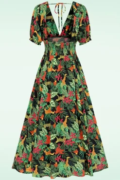 Clearance Juliette Jungle Maxi Jurk In Zwart Vrouwen Maxi Jurken