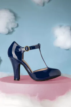 New June Love Letter Lak Pumps In Navy Vrouwen Pumps