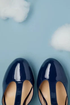 New June Love Letter Lak Pumps In Navy Vrouwen Pumps