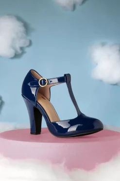 New June Love Letter Lak Pumps In Navy Vrouwen Pumps
