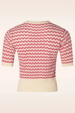 Hot June Sweater In Gebroken Wit En Kers Vrouwen Truitjes