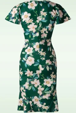 Hot Katie Floral Pencil Jurk In Groen Vrouwen Effen Jurken