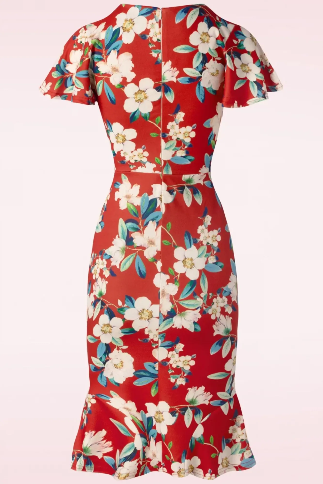 Online Katie Penciljurk Met Bloemenprint In Warm Rood Vrouwen Plus Size Jurken