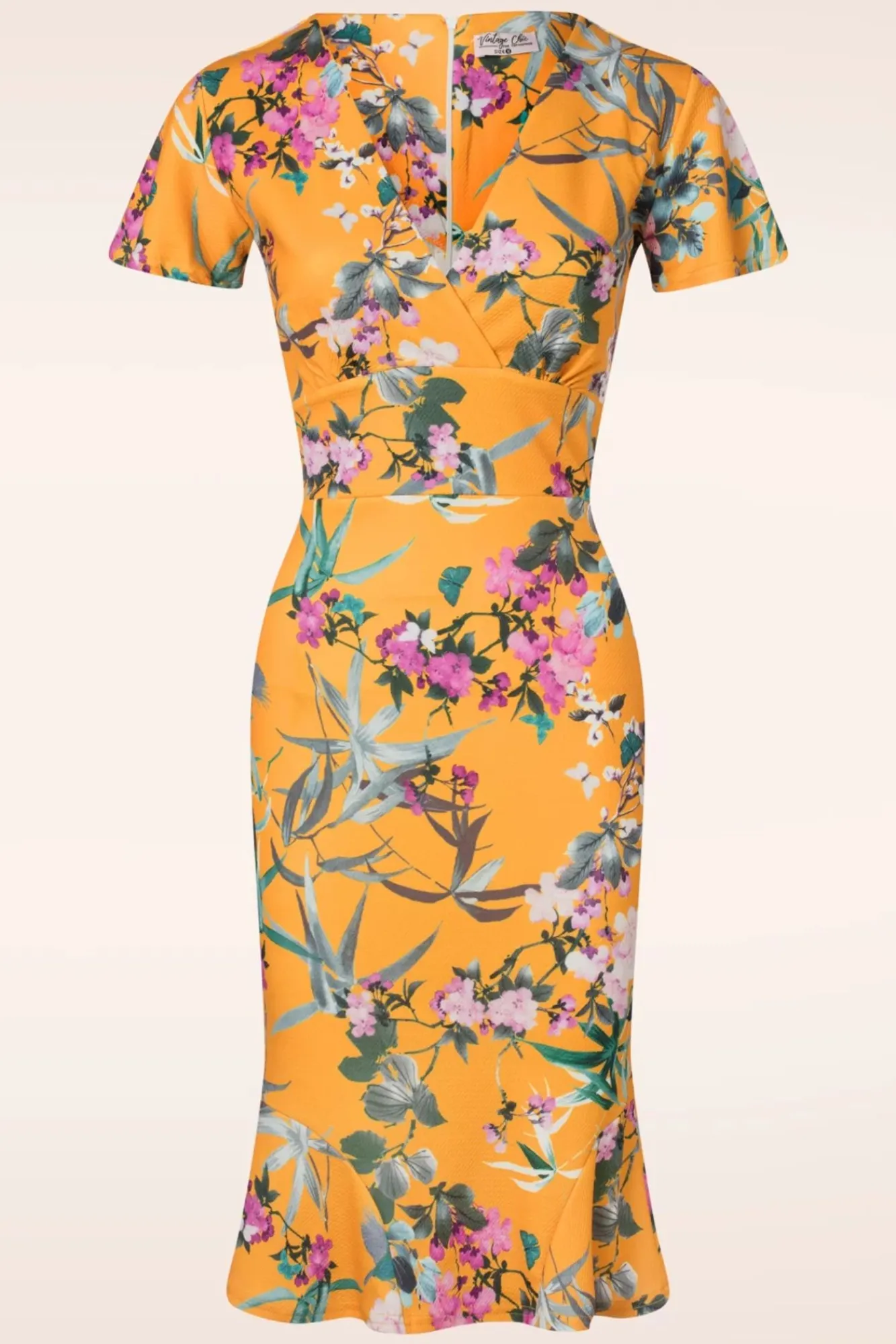 New Katie Tropical Pencil Jurk In Mosterd Vrouwen Plus Size Jurken