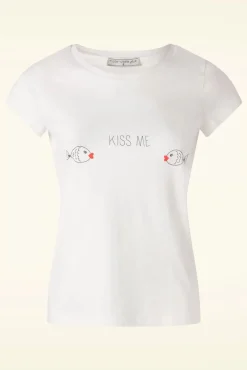 Best Kiss Me T-Shirt In Ecru Vrouwen T-Shirts