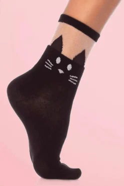 Sale Kitty Cat Sokken In Zwart Vrouwen Kousjes & Sokken