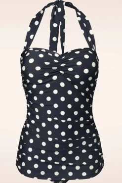 Outlet Klassiek Badpak Met Polkadots In Zwart En Wit Vrouwen Badpakken