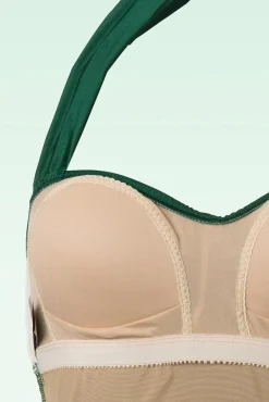 Best Klassiek Jaren Vijftig Eendelig Badpak In Groen Vrouwen Badpakken