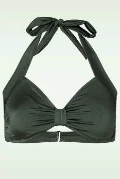 Hot Klassieke Bikinitop In Donker Olijfgroen Vrouwen Bikini's