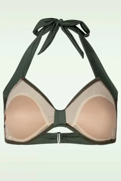 Hot Klassieke Bikinitop In Donker Olijfgroen Vrouwen Bikini's