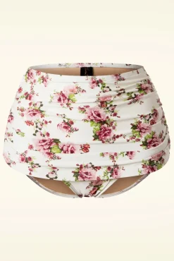 Discount Klassieke Bloemenromantische Bikinibroek In Creme Vrouwen Bikini's