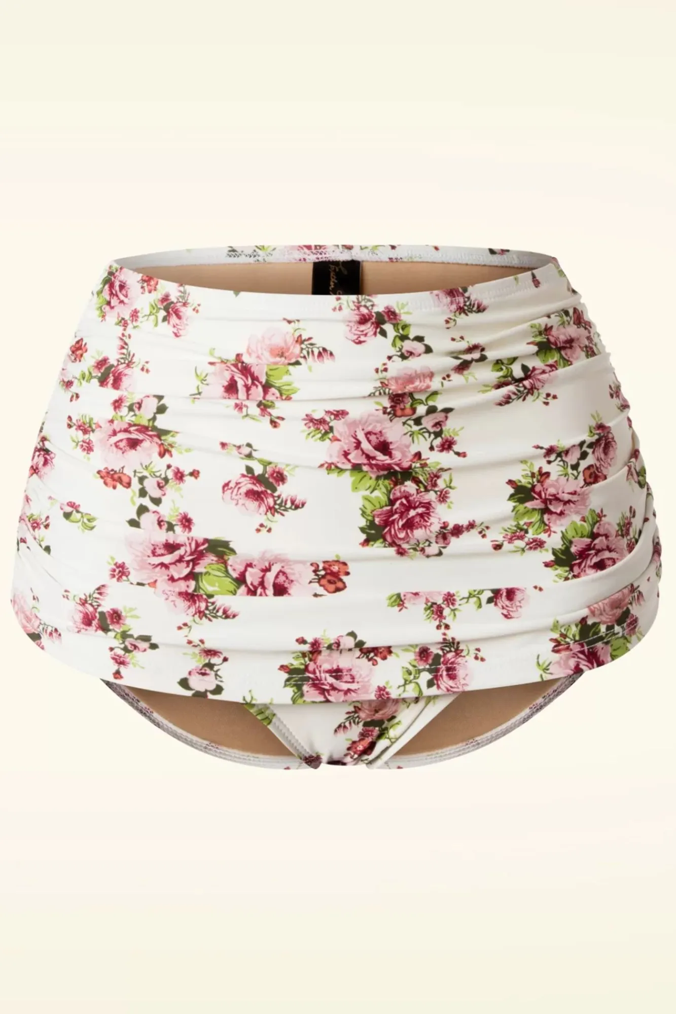Discount Klassieke Bloemenromantische Bikinibroek In Creme Vrouwen Bikini's
