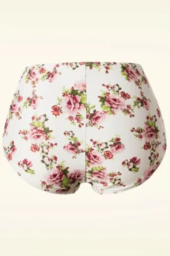Discount Klassieke Bloemenromantische Bikinibroek In Creme Vrouwen Bikini's