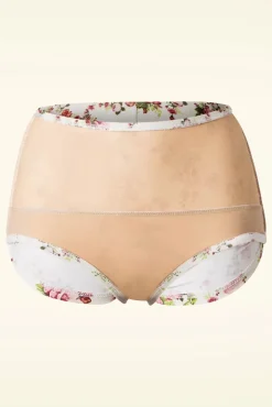 Discount Klassieke Bloemenromantische Bikinibroek In Creme Vrouwen Bikini's