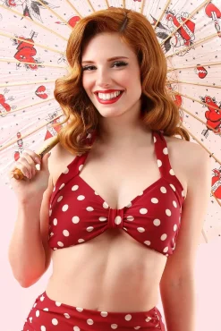Klassieke Polka Bikinitop In Rood En Wit Vrouwen Bikini's