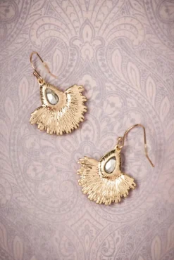 Hot Kristallen Waaierdruppeloorbellen In Goud En Groen Vrouwen Sieraden