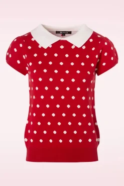 Hot Kristen Polkadot Trui In Rood En Ivoor Vrouwen Truitjes
